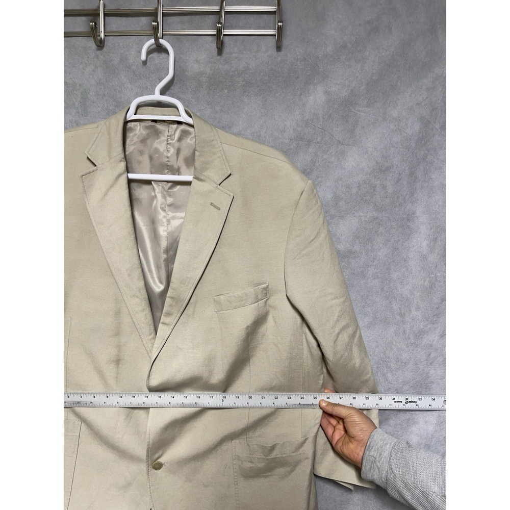 Oak Hill Blazer Men's 2XL Beige Linen Blend 2B Flannel Academia DXL 50-52R Luxe - Picture 3 of 11